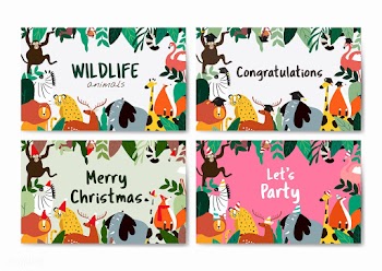 Animals theme card template collection vector | Free stock vector - 476984