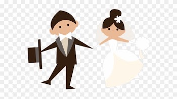 Animated Brides Grooms Wedding Party Stickers Messages - Cartoon Bride And Groom