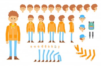 Animated character of teenager in modern outfit Free Vector