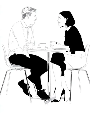 Animated Coffee Discussion Between a Couple Animated Coffee Discussion Between a Couple