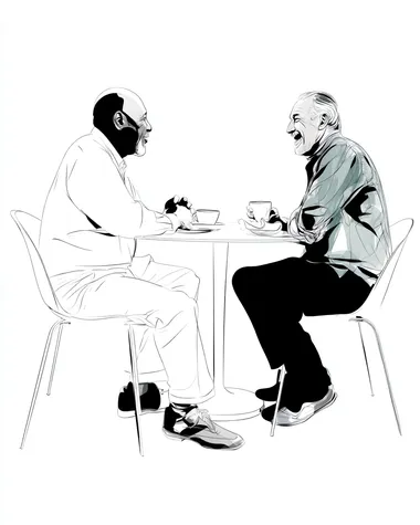 Animated Discussion Between Two Elderly Men Over Coffee Animated Discussion Between Two Elderly Men Over Coffee