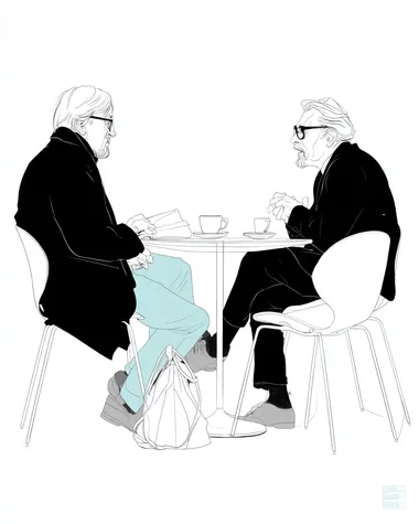 Animated Discussion Over Coffee Between Two Elderly Men Animated Discussion Over Coffee Between Two Elderly Men