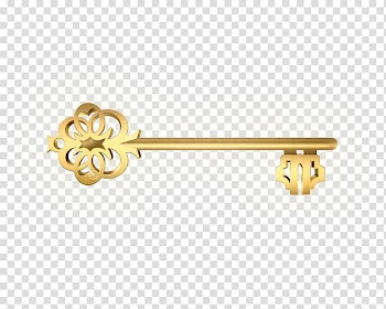 Animated gold scrolled key illustration, Gold Skeleton key , key transparent background PNG clipart