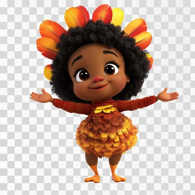 animated pixar style 2-year old African-American female wear