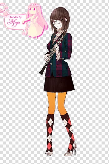 Animated woman in brown skirt with brown hair transparent background PNG clipart