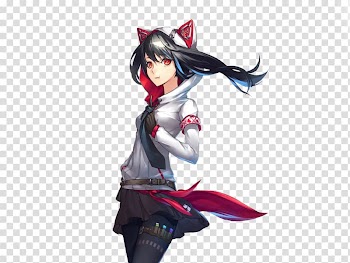 Anime Catgirl Female Black hair Manga, Anime transparent background PNG clipart
