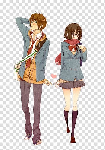 Anime Friends couple Mangaka, Anime transparent background PNG clipart