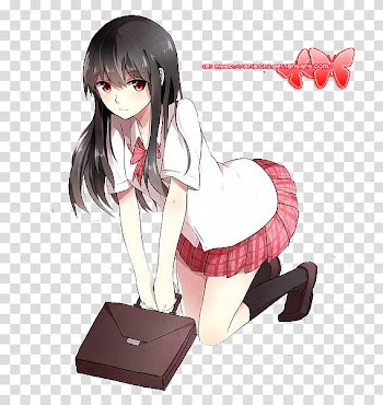 Anime GirL , black-haired girl anime character illustration transparent background PNG clipart