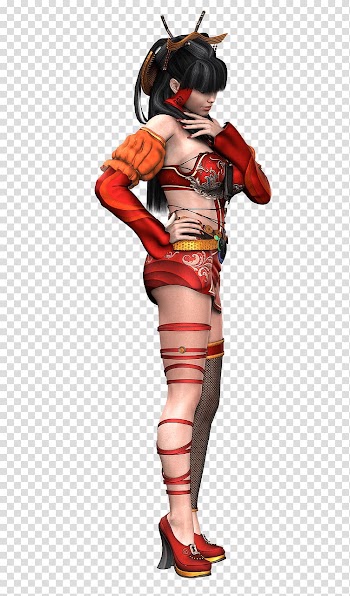 Anime girl illustration, Woman Red Ribbons on Legs transparent background PNG clipart