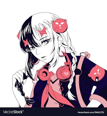 anime girl in pink headset and hair