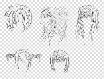 Anime hair brushes, anime hair sketches transparent background PNG clipart