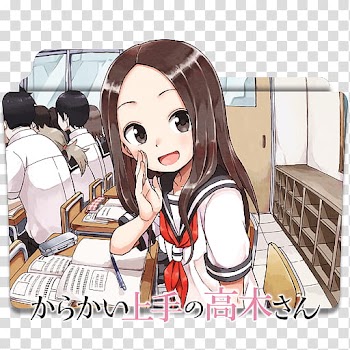 Anime Icon , Karakai Jouzu no Takagi-san v, black-haired female anime character transparent background PNG clipart