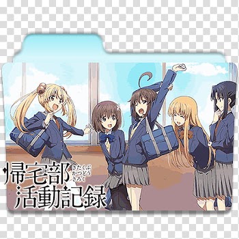 Anime Icon , Kitakubu Katsudou Kiroku, five school girls anime characters theme folder illustration transparent background PNG clipart