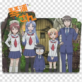 Anime Icon , Kotoura san, five anime characters-printed folder icon transparent background PNG clipart