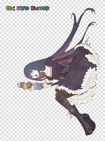 Anime Lolitas Renders, black haired female anime character holding ice cream transparent background PNG clipart