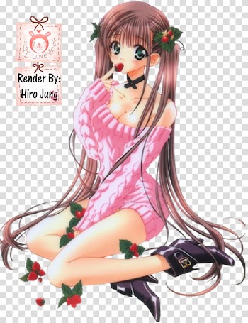 Anime Lolitas Renders, female anime character wearing ping boat-neck long-sleeved shirt transparent background PNG clipart