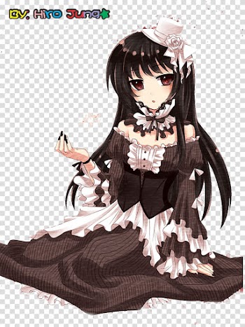 Anime Lolitas Renders, girl wearing black and white dress anime character transparent background PNG clipart