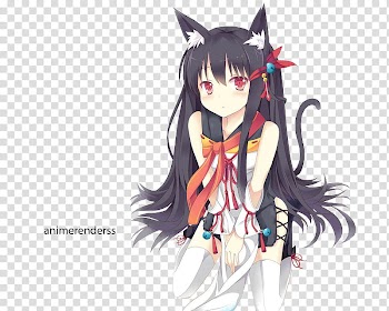 Anime render , animated female cat character transparent background PNG clipart
