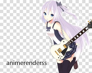 Anime render , animated girl holding guitar transparent background PNG clipart