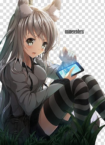 Anime render , female anime character using smartphone transparent background PNG clipart