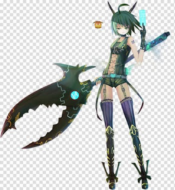 Anime Render , green-haired anime character holding sword illustration transparent background PNG clipart