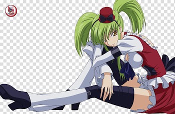 Anime Render , green haired woman anime character sitting transparent background PNG clipart