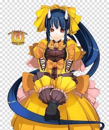 Anime Render , woman with horns wearing yellow dress anime character art transparent background PNG clipart