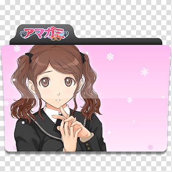 Anime Request folder icons, AmagamiSae, female anime character folder icon illustration transparent background PNG clipart