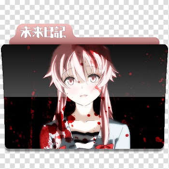 Anime Request folder icons, MiraiNikki, pink-haired female anime character transparent background PNG clipart