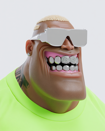 Anime-Style Character with Silver Sunglasses and Neon T-Shirt
