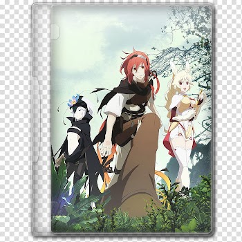Anime  Summer Season Icon , Rokka no Yuusha, v, three anime characters folder icon transparent background PNG clipart