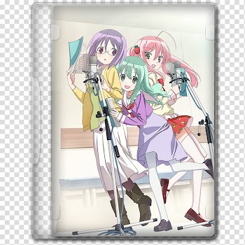 Anime  Summer Season Icon , Sore ga Seiyuu!, three animated girls transparent background PNG clipart
