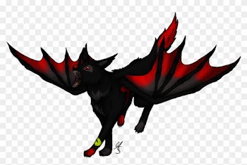 Anime Wolf With Wings Clipart - Black And Red Winged Wolf