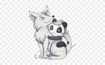 Anime Wolves In Love Coloring Pages Download - Cute Wolf And Panda