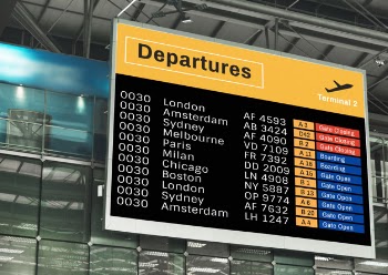 Announcement screen mockup at the airport Free Psd