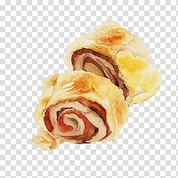 Anpan Danish pastry Watercolor painting Red bean paste, Red bean bread roll hand painting material transparent background PNG clipart