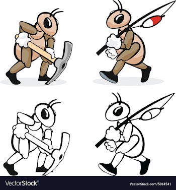 Ant profession digger and fisherman vector image
