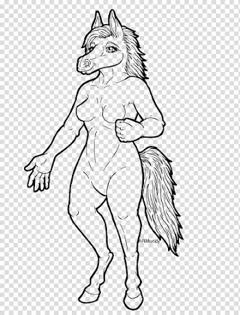 Anthro Horse line art F transparent background PNG clipart