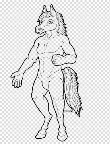 Anthro Horse line art M transparent background PNG clipart