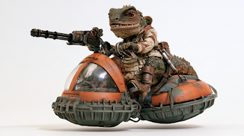 Anthropomorphic Lizard on a Hover Cycle