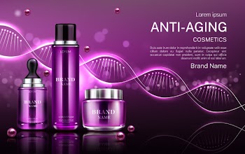 Anti aging cosmetics tubes and cream jar Free Vector
