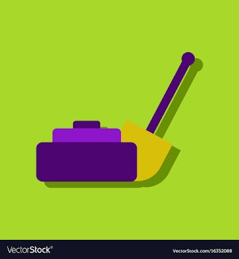 Anti-tank mine bomb and shovel in sticker style vector image