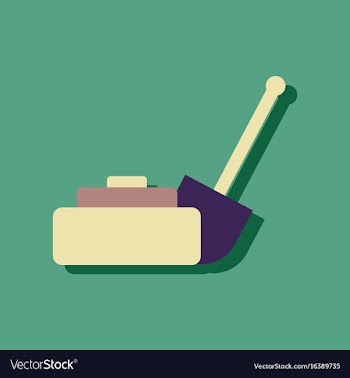 Anti-tank mine bomb and shovel in sticker style vector image