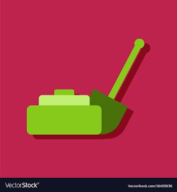 Anti-tank mine bomb and shovel in sticker style vector image
