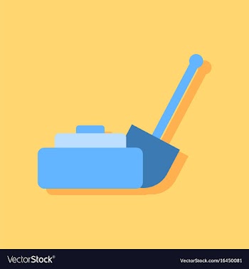 Anti-tank mine bomb and shovel in sticker style vector image