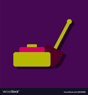 Anti-tank mine bomb and shovel in sticker style vector image