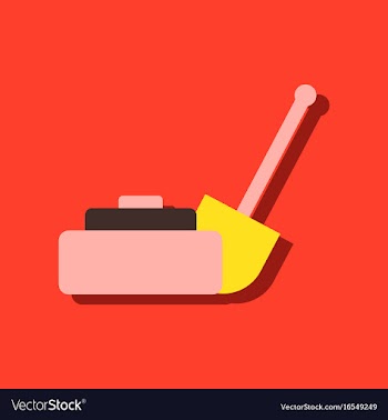 Anti-tank mine bomb and shovel in sticker style vector image