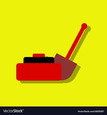 Anti-tank mine bomb and shovel in sticker style vector image