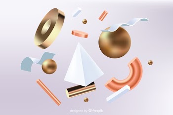 Antigravity geometric shapes with 3d effect Free Vector