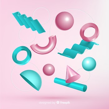 Antigravity geometric shapes with 3d effect Free Vector